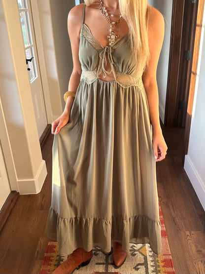 Sage Lace Maxi Dress
