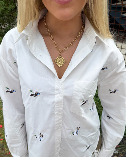 Mallard Pendant Necklace - Gold