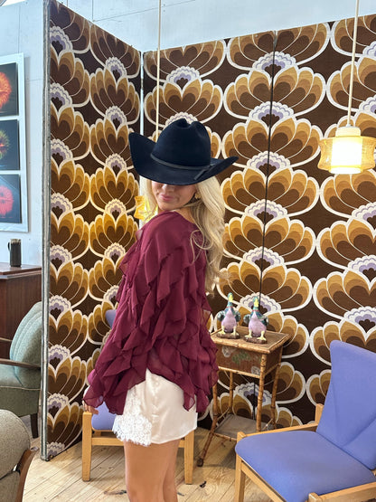 The Hampton Ruffle Top - Maroon