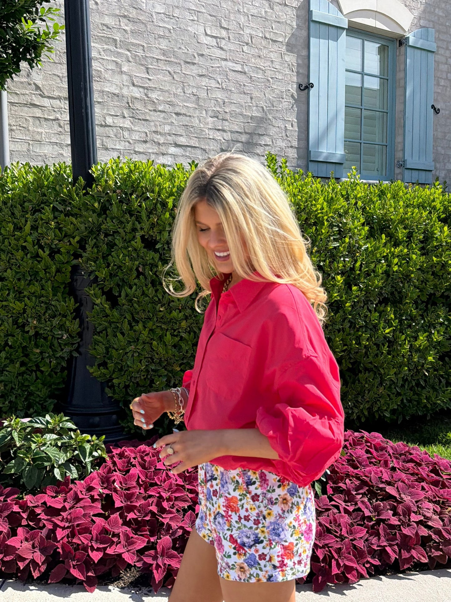 Cloud 9 Button Down - Berry Red