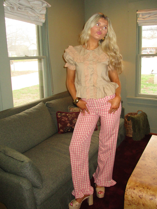 Rose Gingham Pants