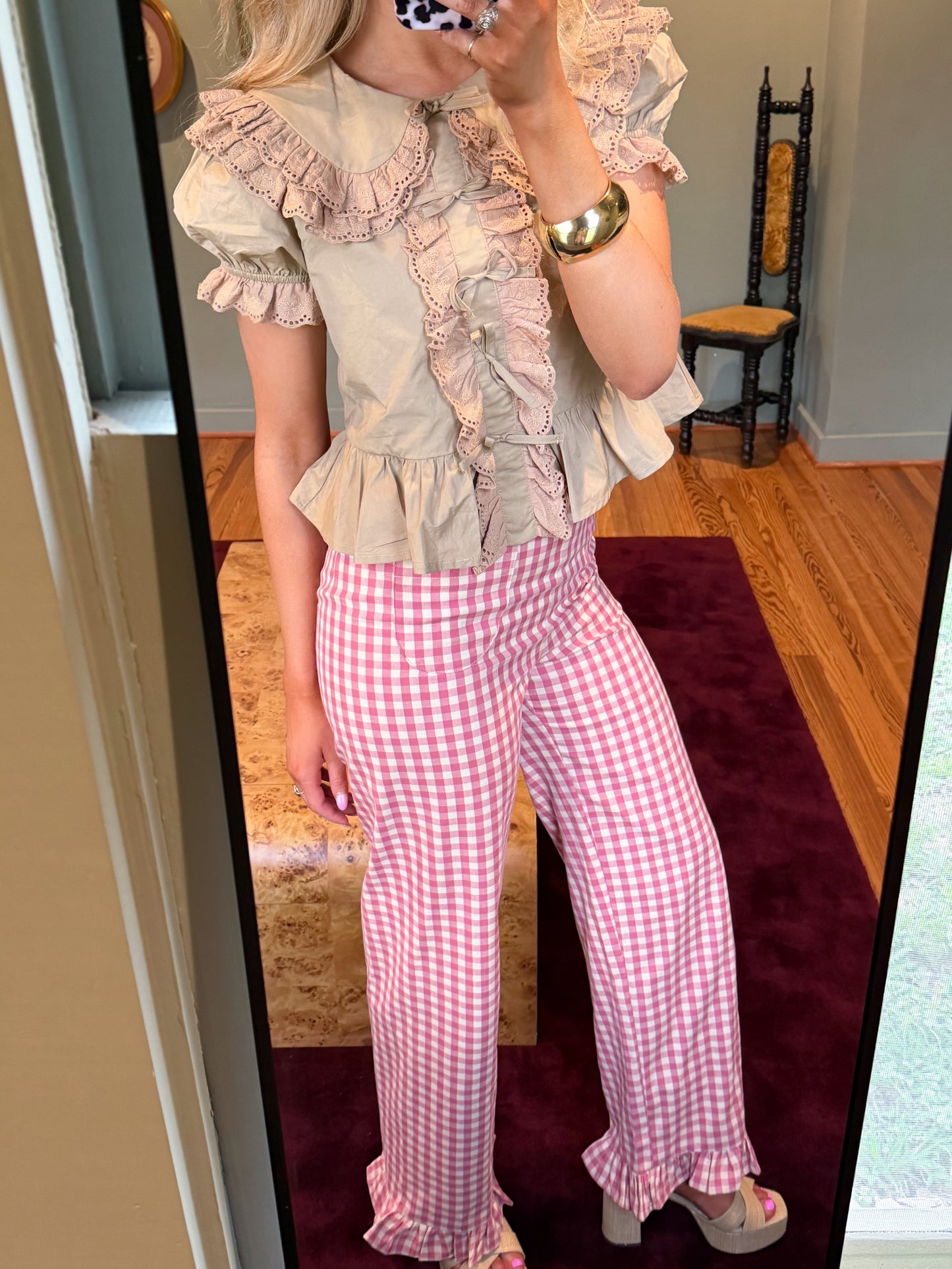 Rose Gingham Pants