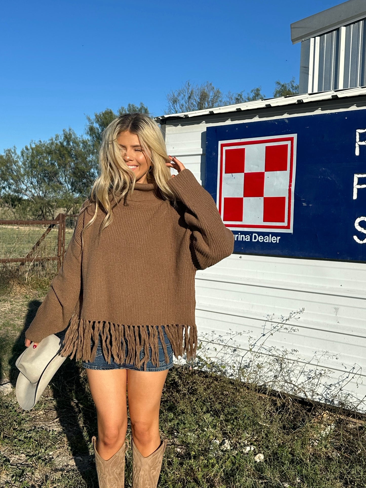 Mocha Fringe Sweater