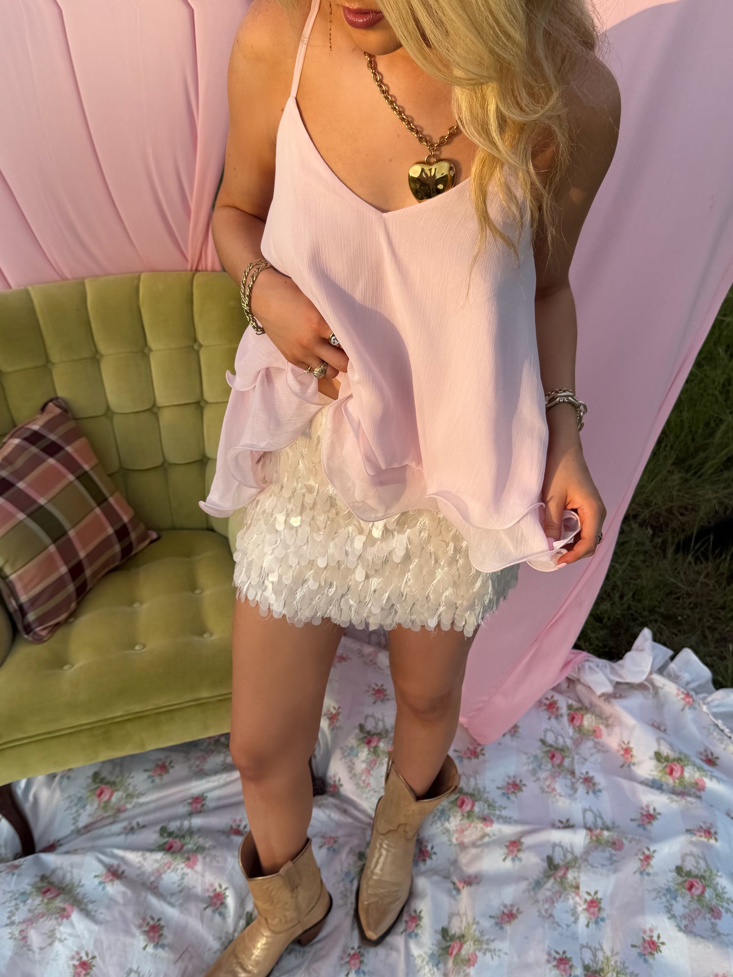Rosé Tie Top