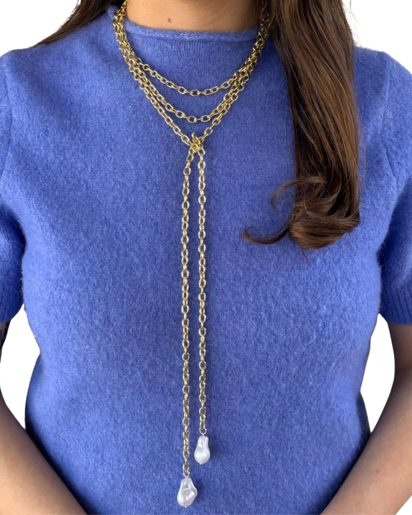 Pearl Drop Lariat Necklace