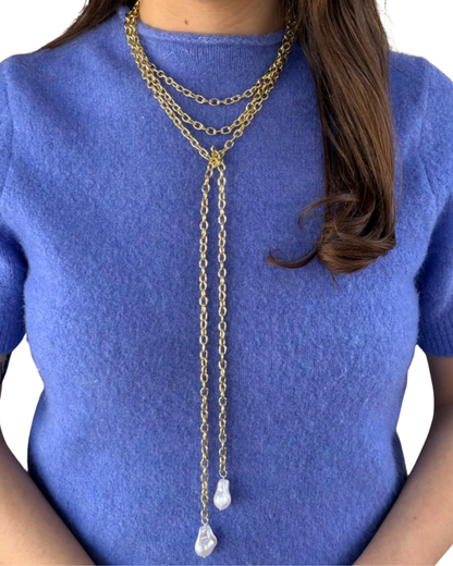 Pearl Drop Lariat Necklace