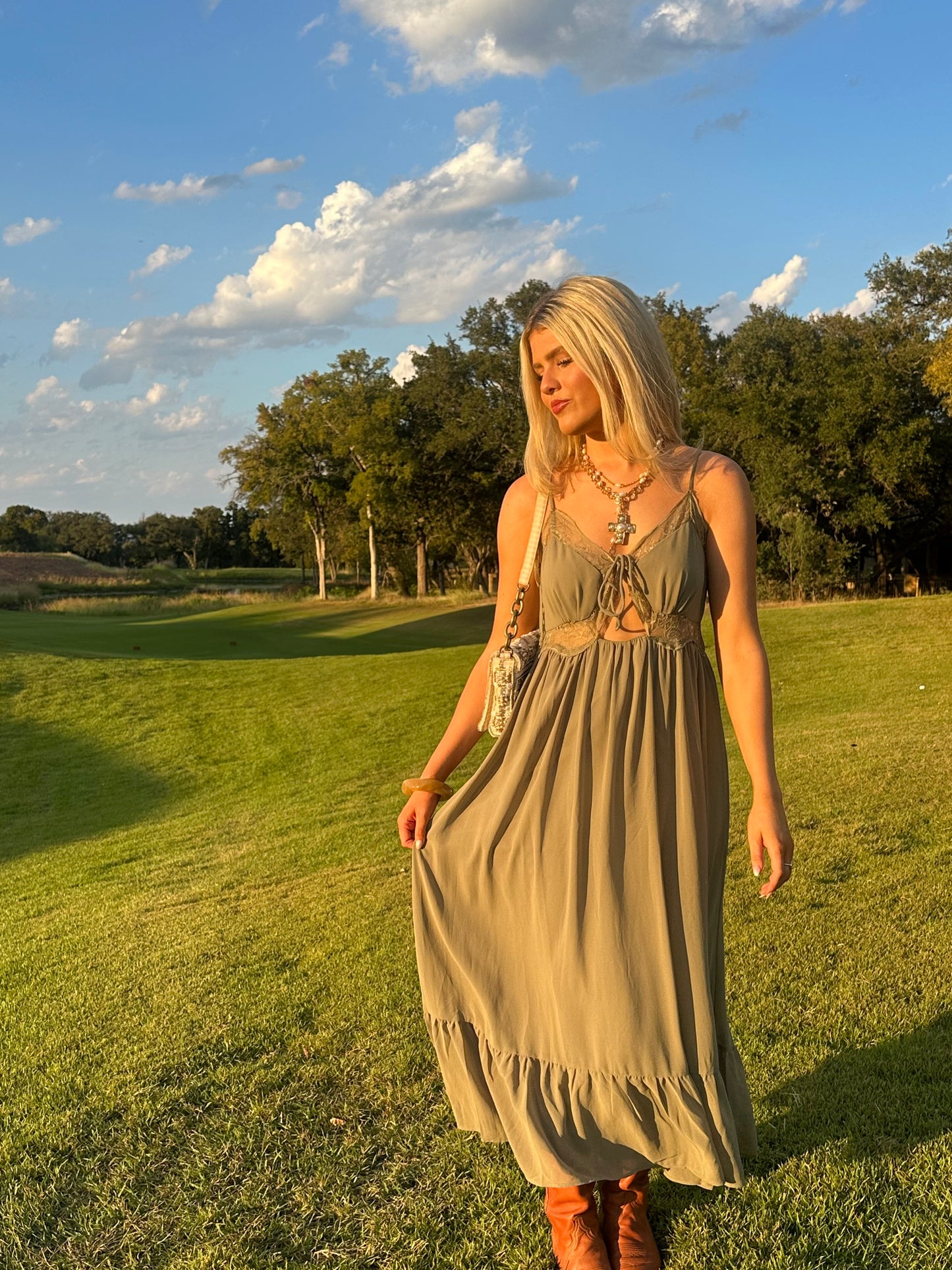 Sage Lace Maxi Dress