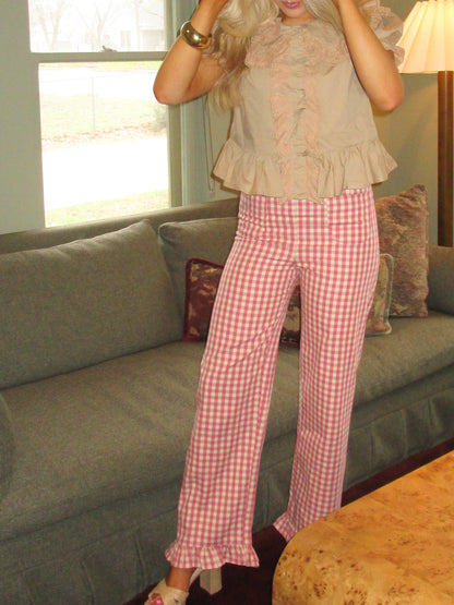 Rose Gingham Pants